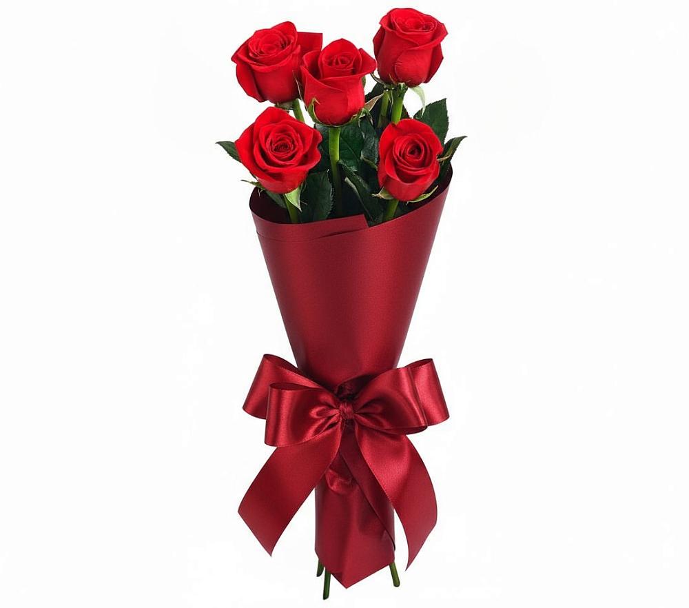 Букет 5 Красных роз Эдлесс Лав в Таловой
