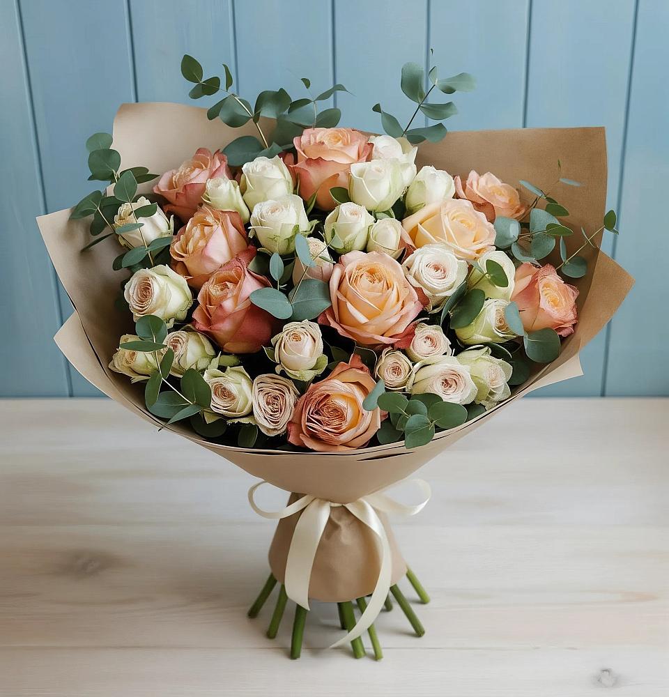 Букет цветов из: Альстромерии и Розы в Таловой