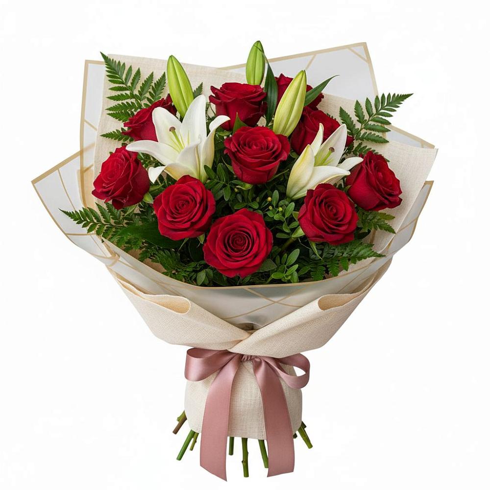 Букет цветов из: Лилии и Розы в Таловой