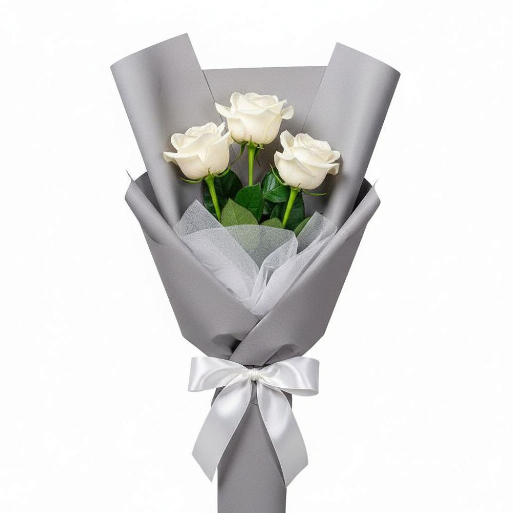 Букет 3 белые розы в Таловой