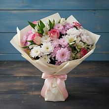 Букет цветов из:  Хризантемы, Альстромерии и Розы в Таловой