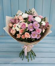 Букет цветов из:  Хризантемы, Розы и Альстромерии в Таловой
