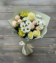 Букет цветов из:  Альстромерии, Розы и Хризантемы в Таловой