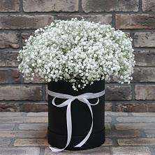 Цветочная композиция из Гипсофила в шляпной коробке в Таловой